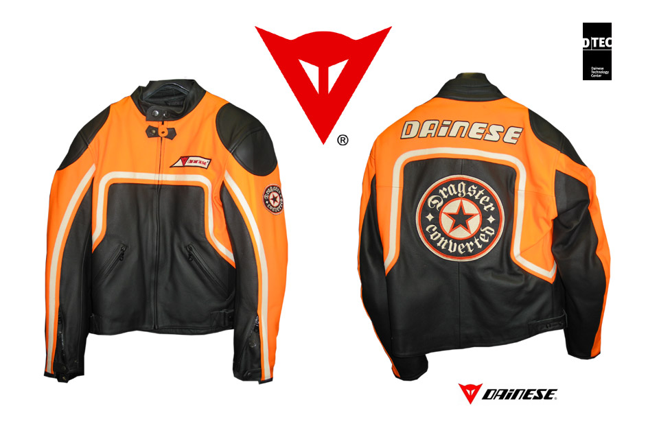 NEW   DAINESE DRAGSTER PELLE   LEATHER JACKET   ORANGE BLACK   SIZE 48 